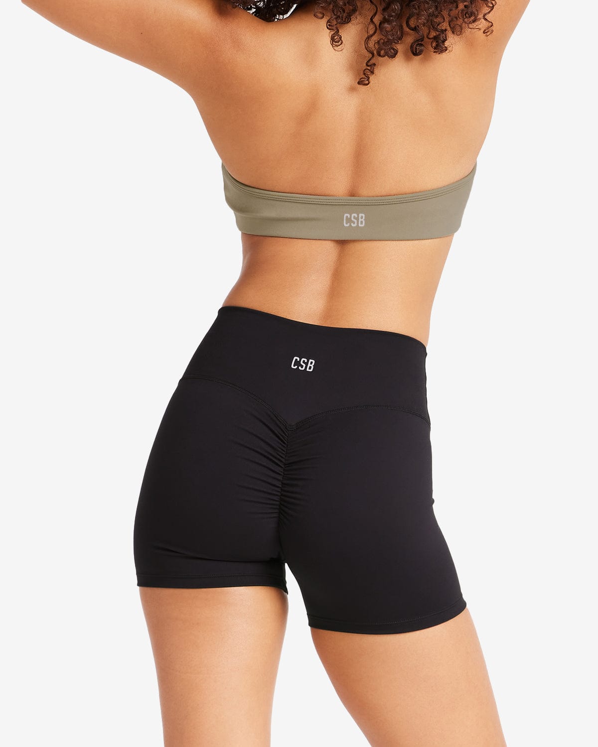 Serenity Drawstring Scrunch Shorts 4" | Black
