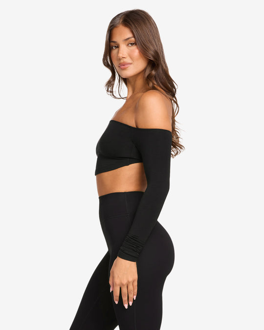 Open Back Long Sleeve Top | Black