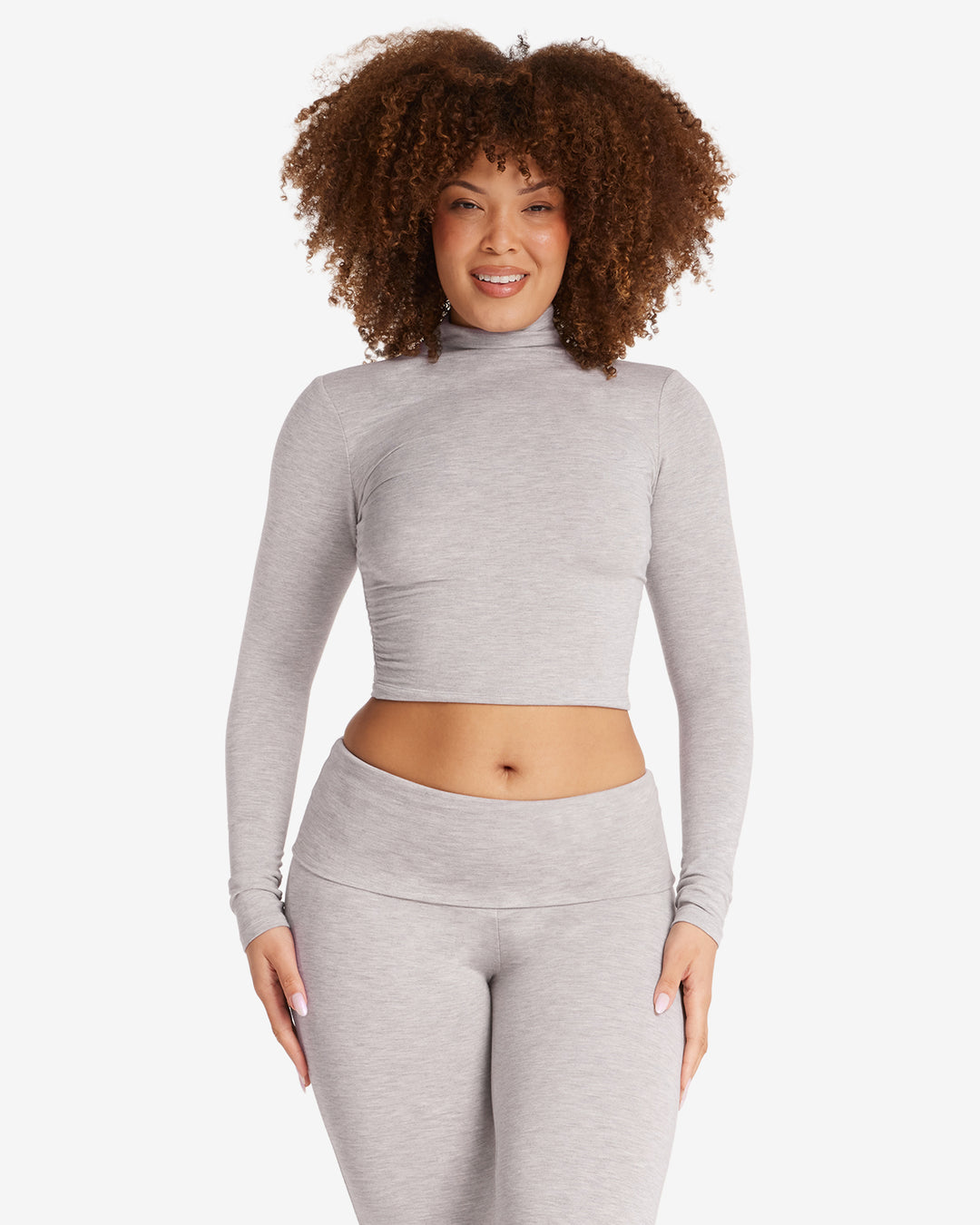 Long Sleeve Turtle Neck Top | Light Grey – CSB