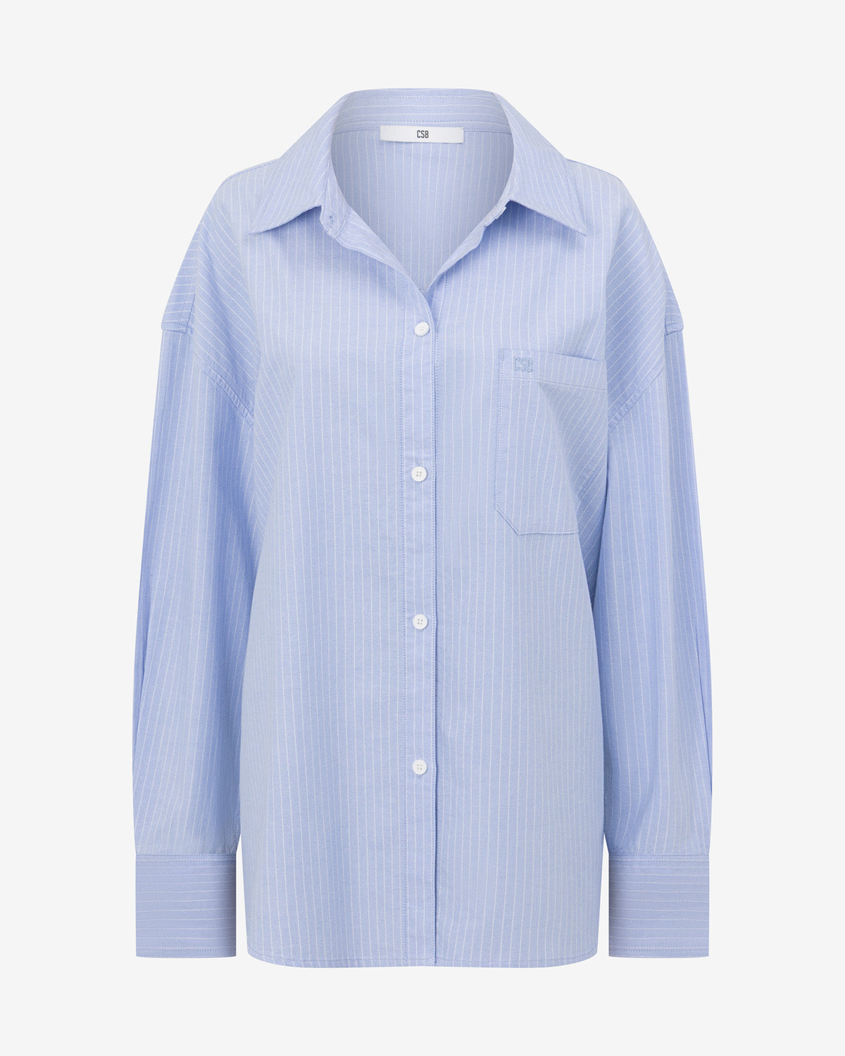 Stripe Oversized Button Up Shirt | Dusty Blue