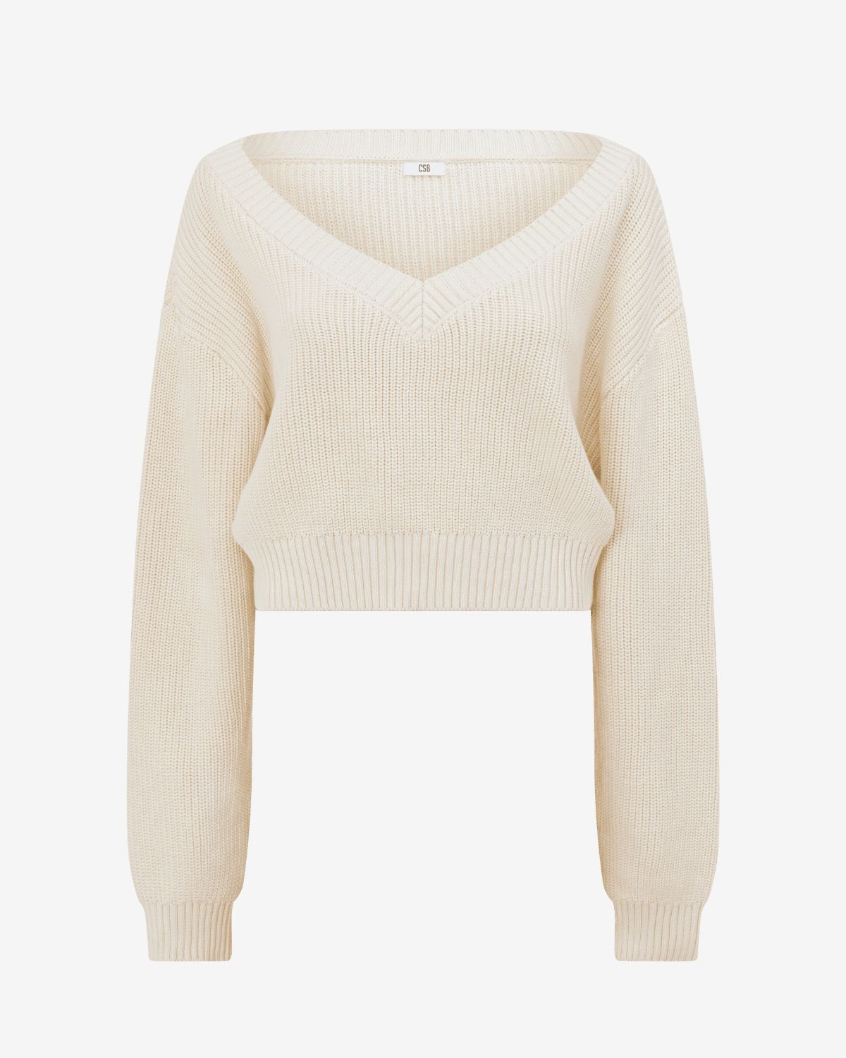 Cropped Off Shoulder Knit Jumper | Vanilla