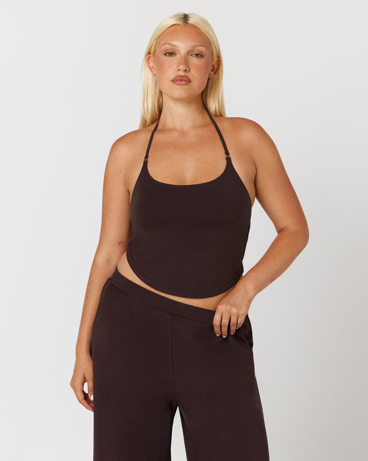 Open Back Halter Top | Espresso