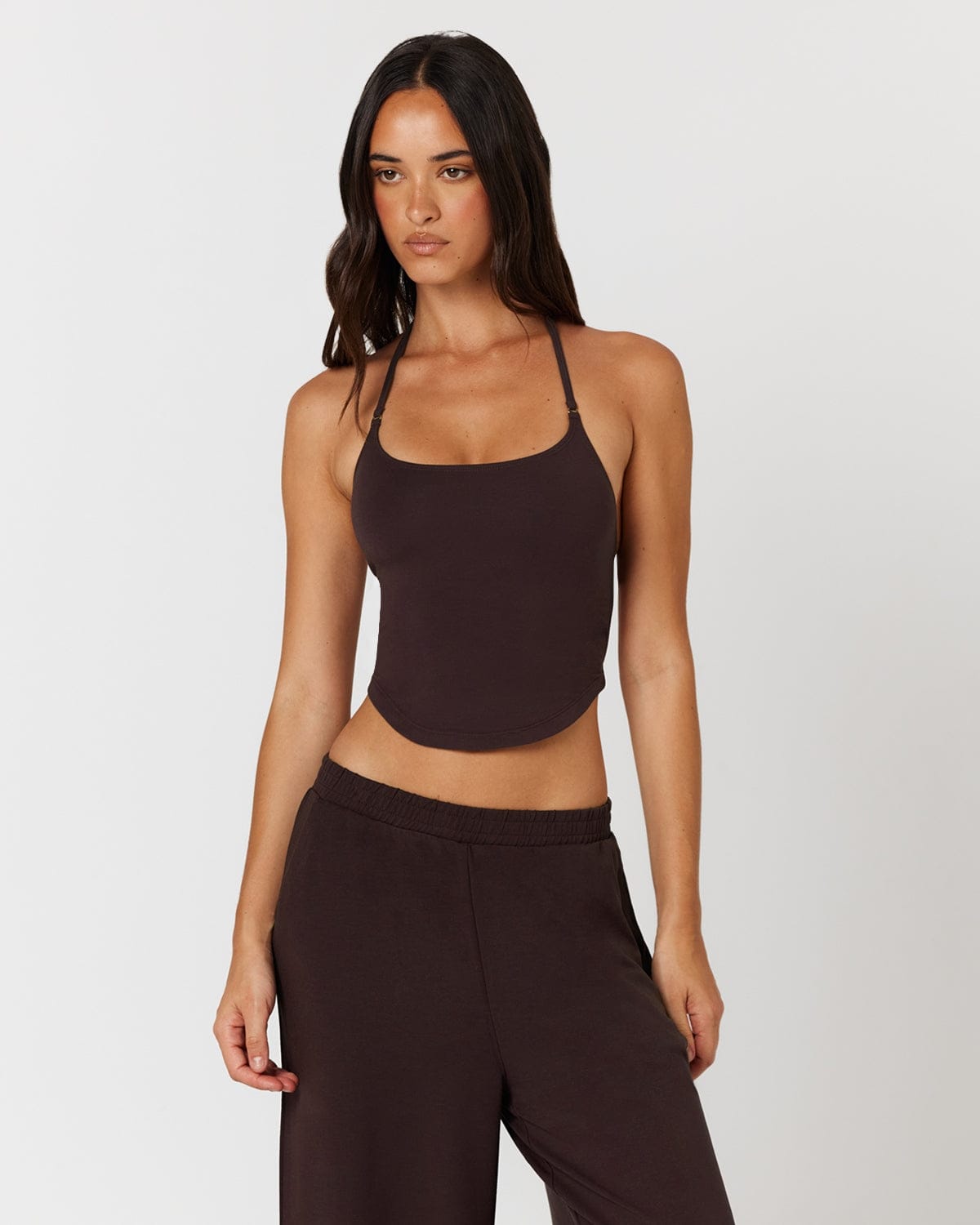 Open Back Halter Top | Espresso