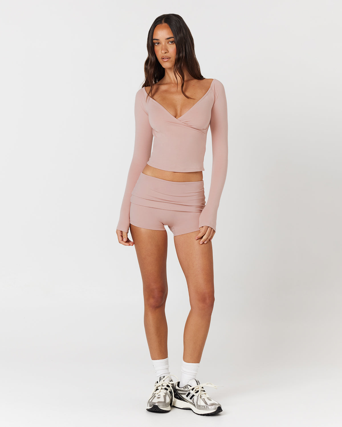 Form Fold Over Shorts 3" | Dusty Pink