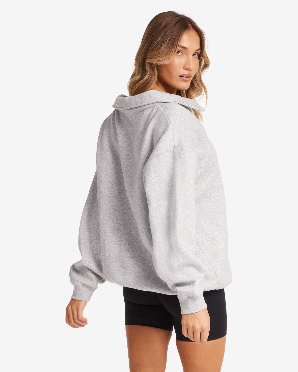 Oversized Collar Sweatshirt | Grey Marl