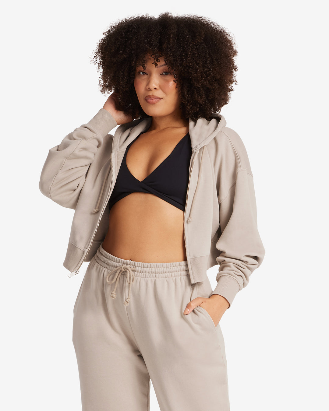 Cropped Boyfriend Zip Hoodie | Fawn – CSB