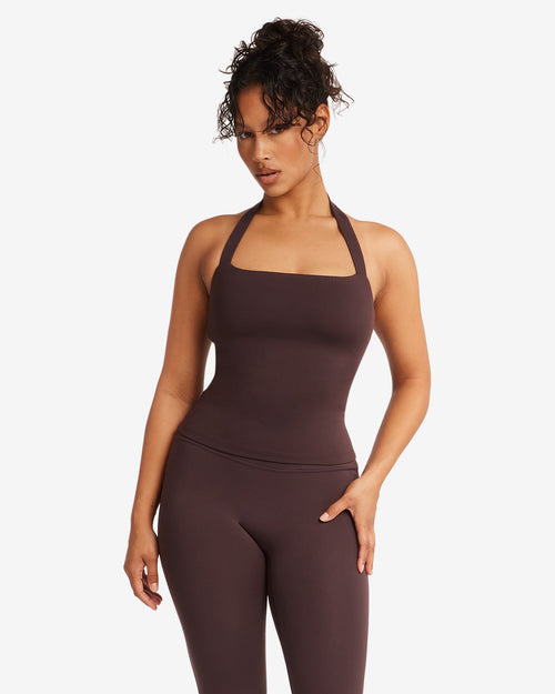 The Flatter Halter - Espresso/Cherry