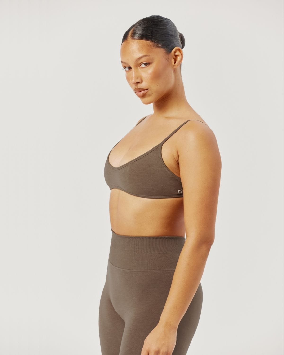 Seamless V Neck Crop | Chocolate Chip