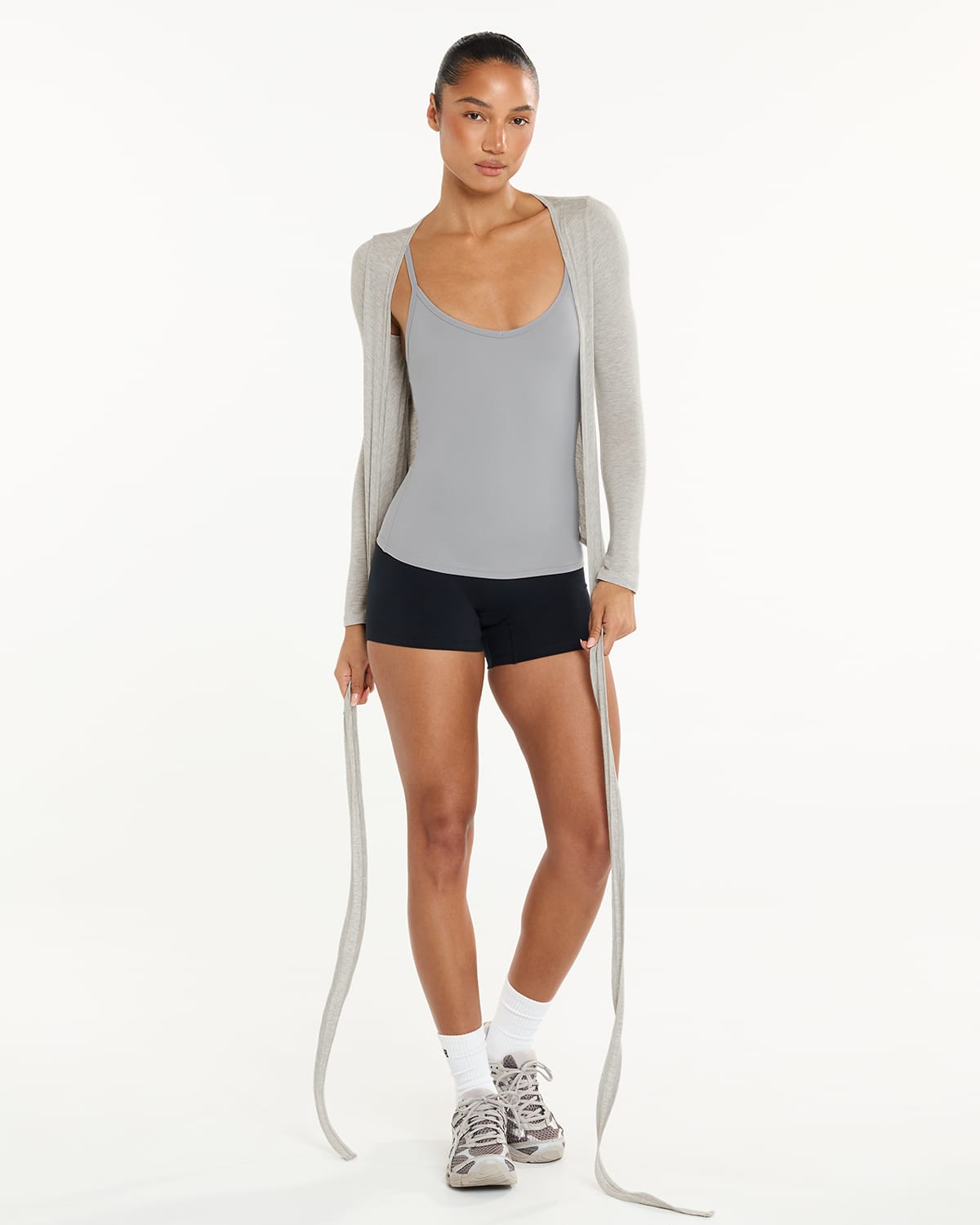 Sheer Jersey Longline Ballet Wrap | Grey Marle