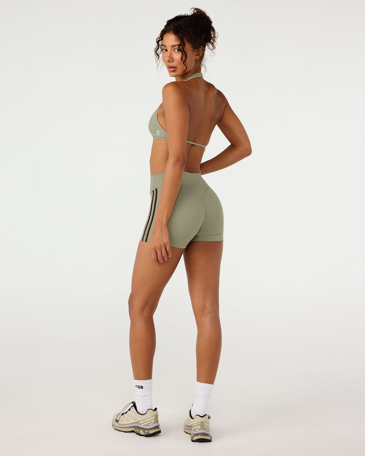 Form Invisible Scrunch Stripe Shorts 3" | Moss Green