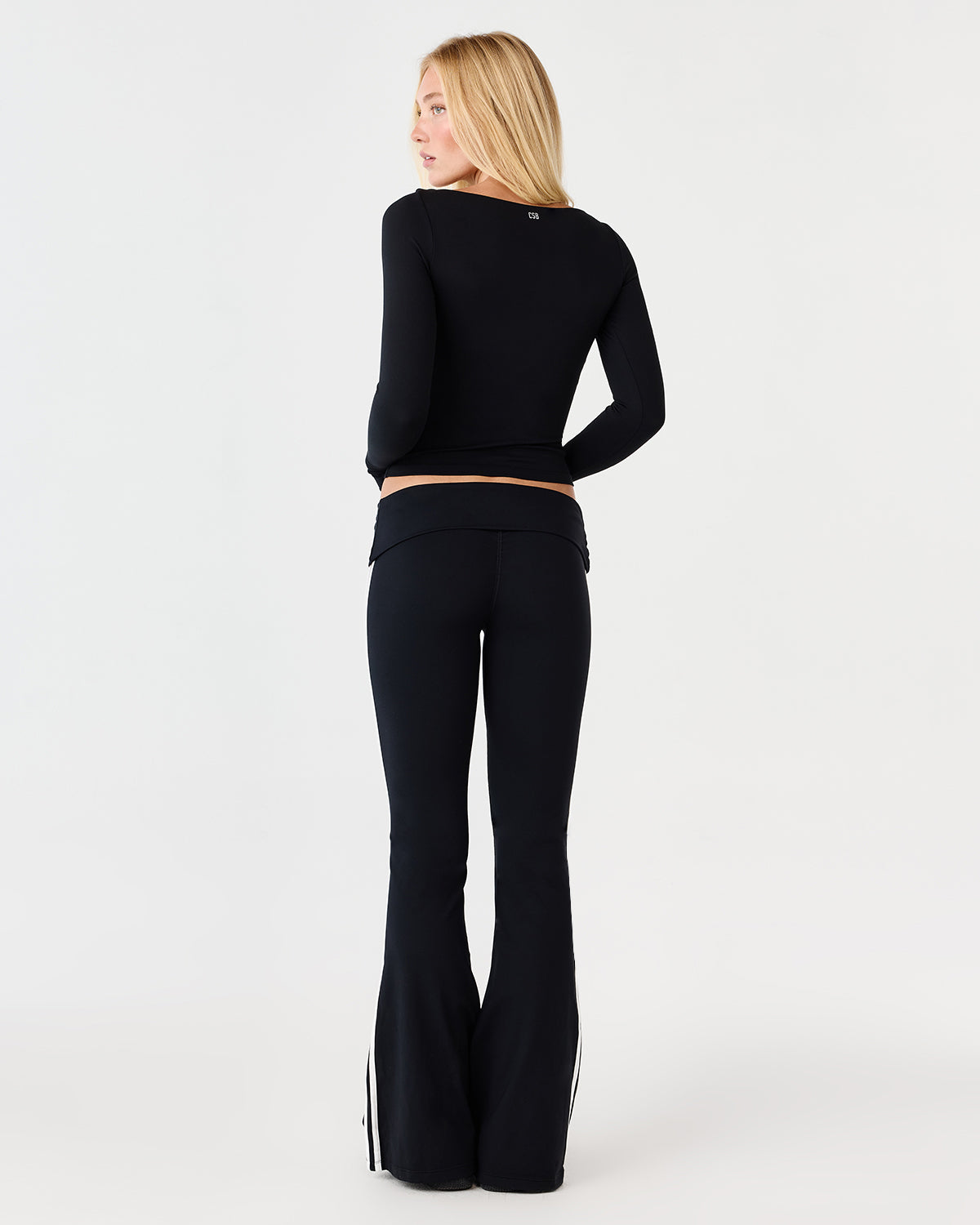 Form Invisible Scrunch Fold Over Stripe Flare Leggings | Black