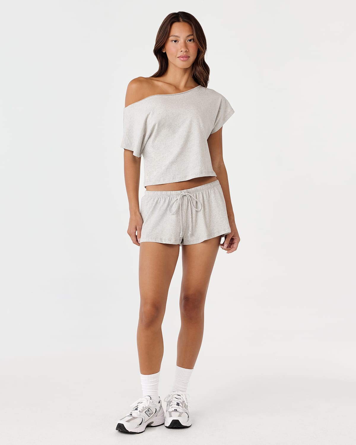 Mini Drawstring Shorts | Grey Marle