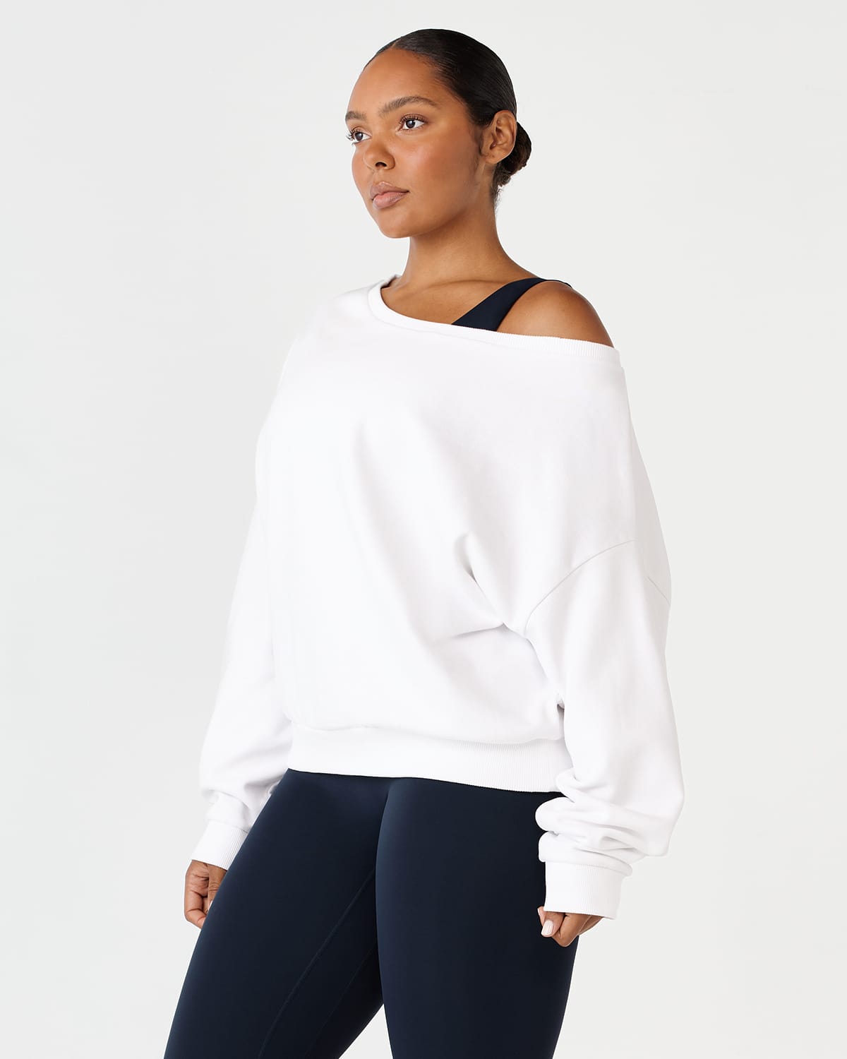 Off Shoulder Sweatshirt | White
