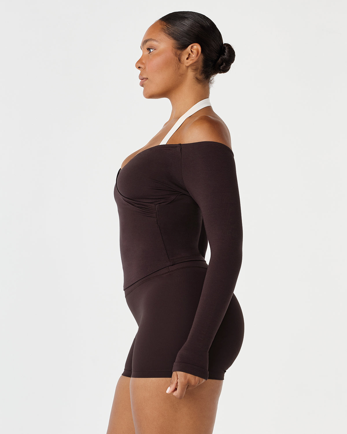 Off Shoulder Wrap Top | Espresso