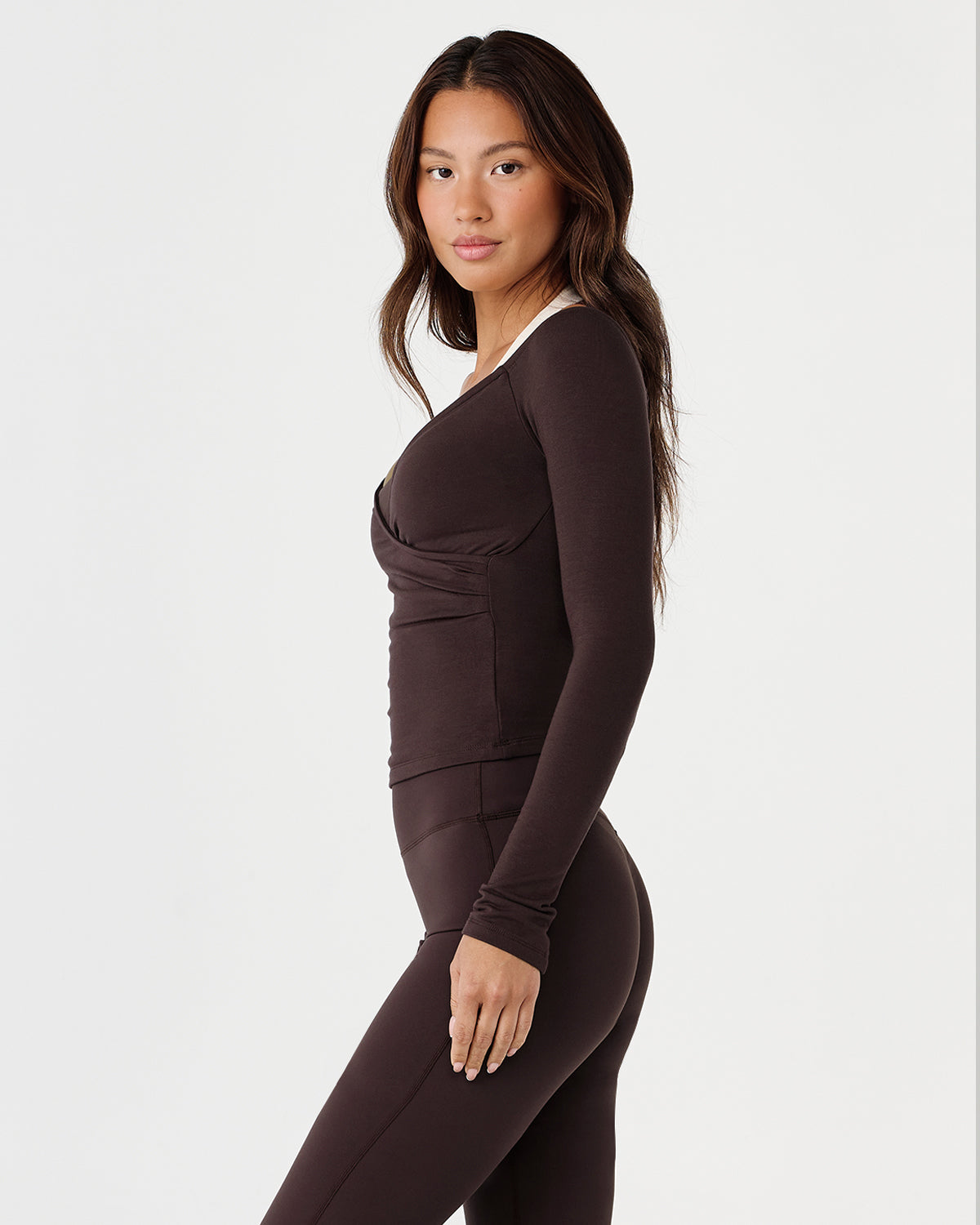 Off Shoulder Wrap Top | Espresso