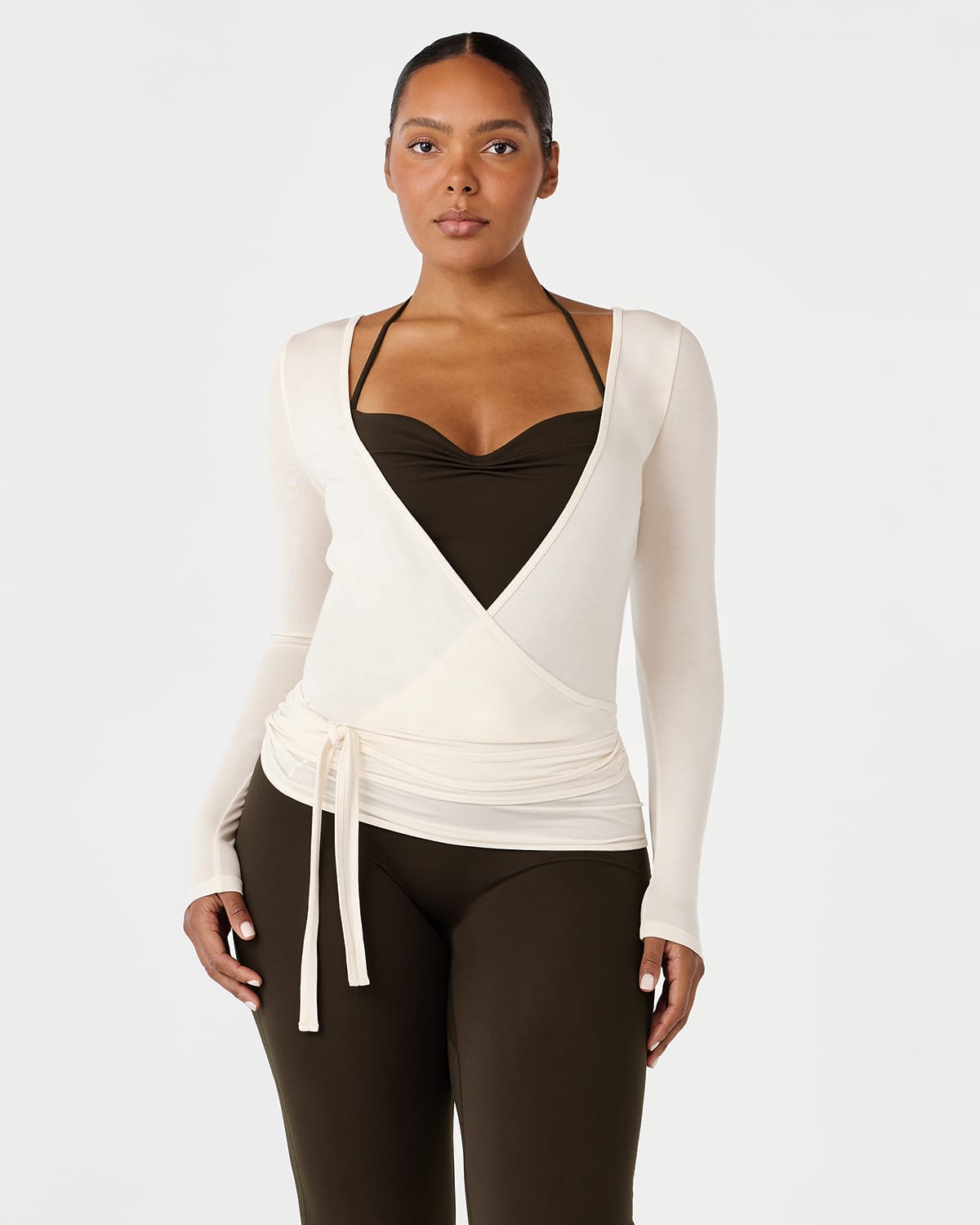 Sheer Jersey Longline Ballet Wrap | Cream
