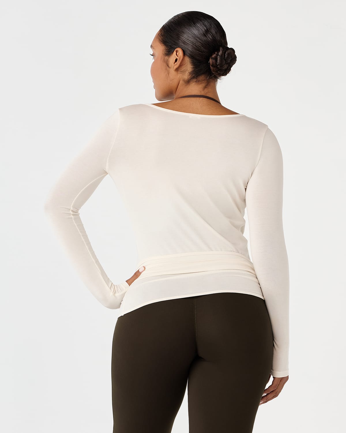 Sheer Jersey Longline Ballet Wrap | Cream