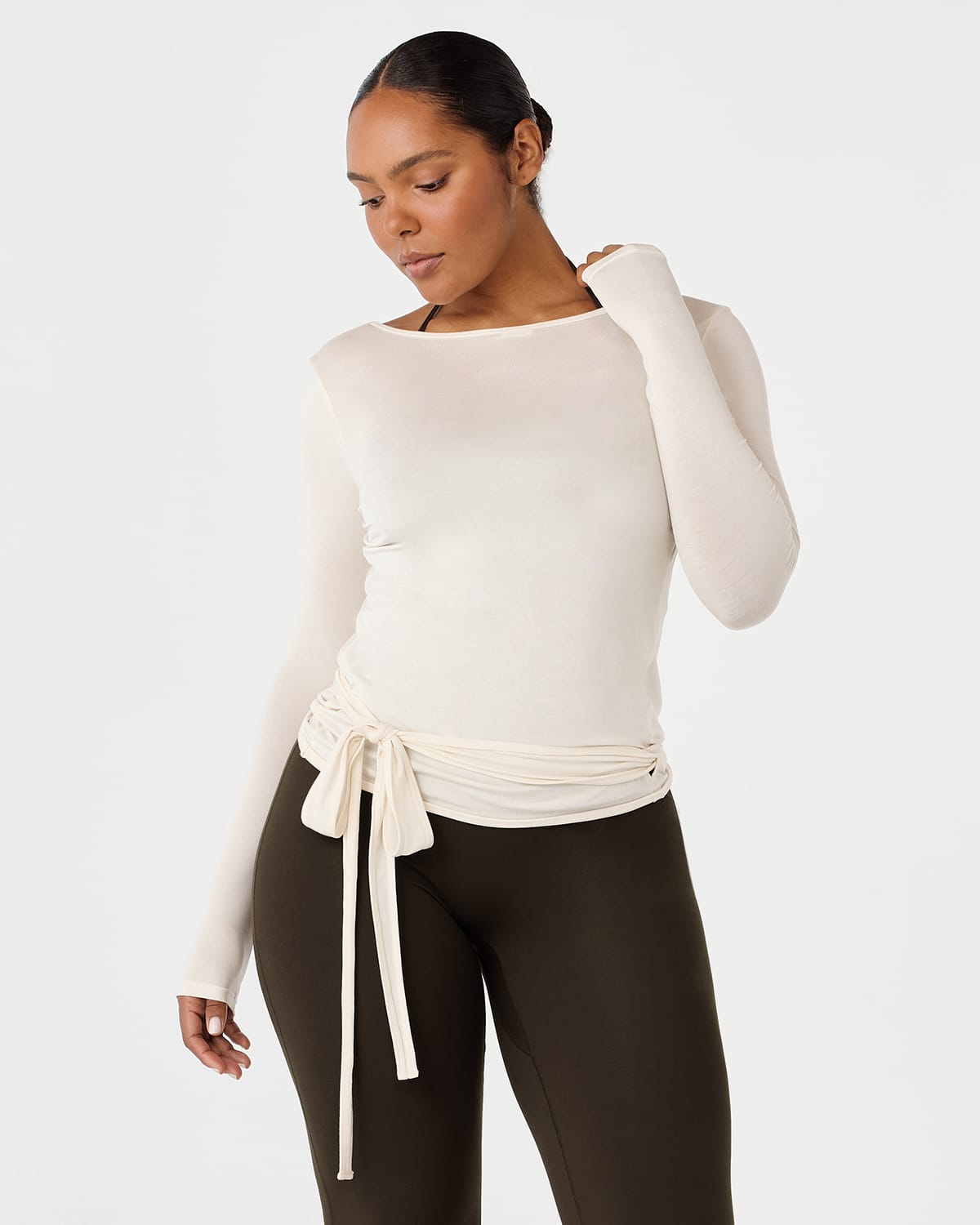 Sheer Jersey Longline Ballet Wrap | Cream