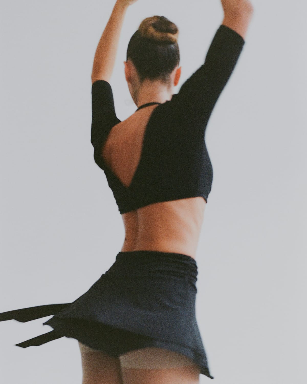 Sheer Jersey Wrap Cropped Top | Black