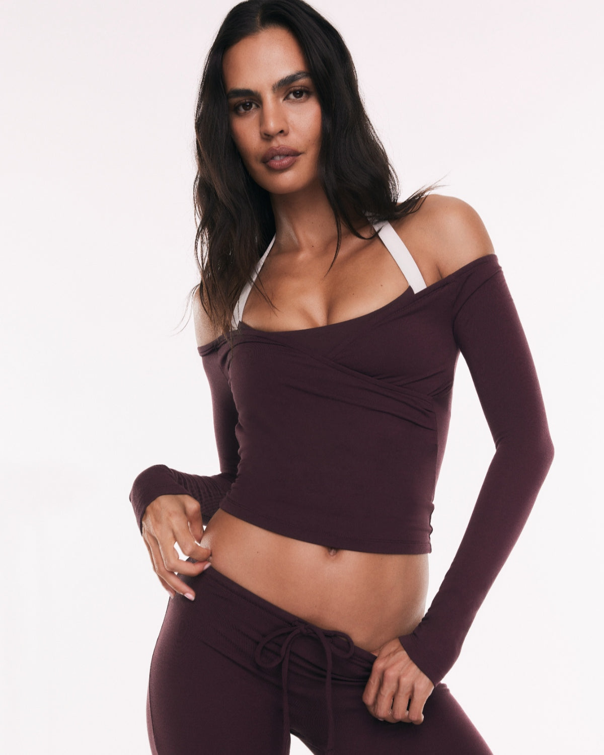 Off Shoulder Wrap Top | Espresso