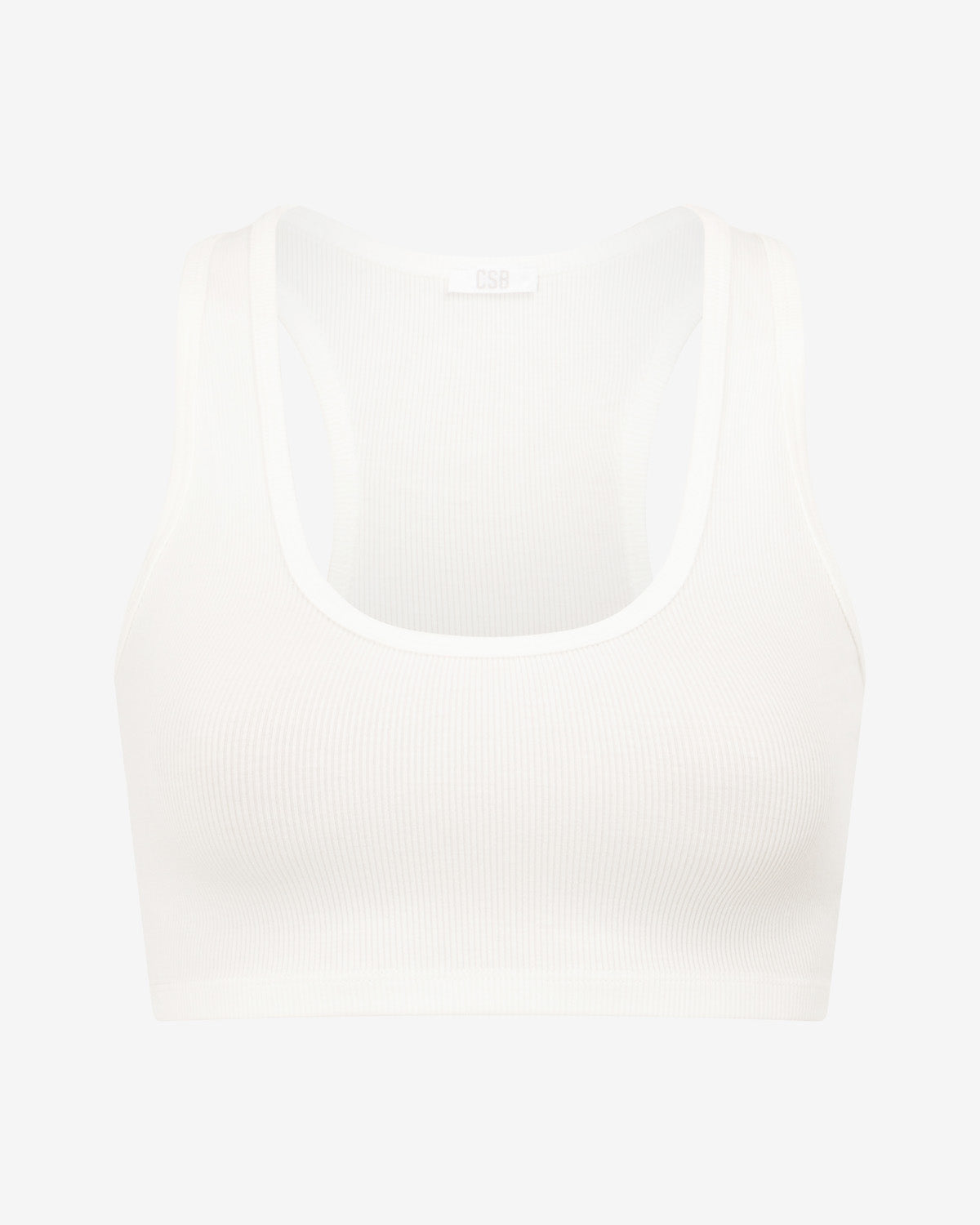 Rib Cropped Tank | White