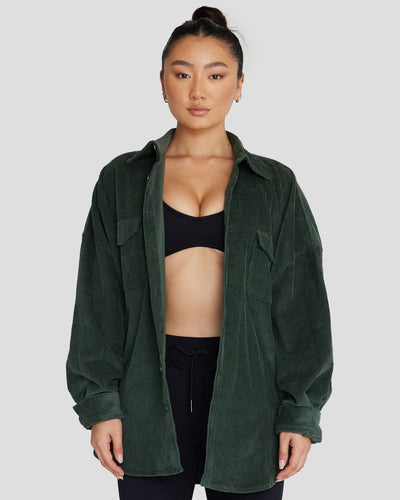 Oversized Corduroy Jacket | Hunter Green - Crop Shop Boutique